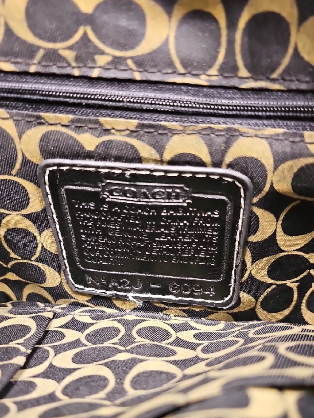 Coach Black Signature Drawstring Backpack with Gold-Tone Accents - Picture 6 of 9